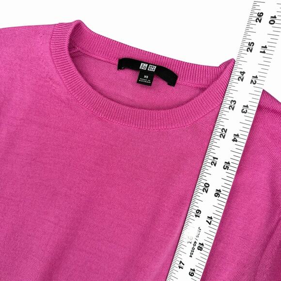 Uniqlo 100% Wool Crewneck Sweater Layer Womens XS Pink Long Sleeve Knit - Picture 3 of 8